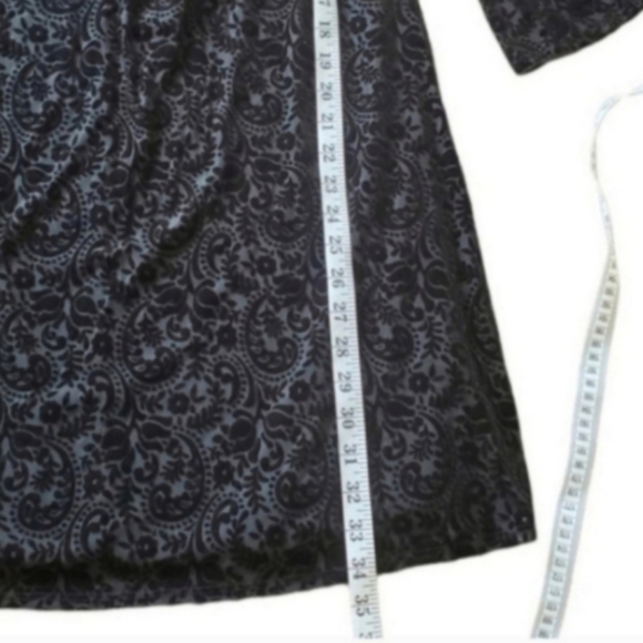 Velvet Black Jacquard Bell Sleeve Mini Dress Boho Retro Glam – Small - Picture 5 of 8